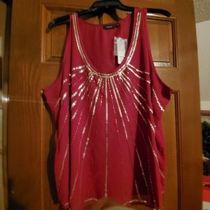 Womens NWT Apt 9 Red Sequin Top XL